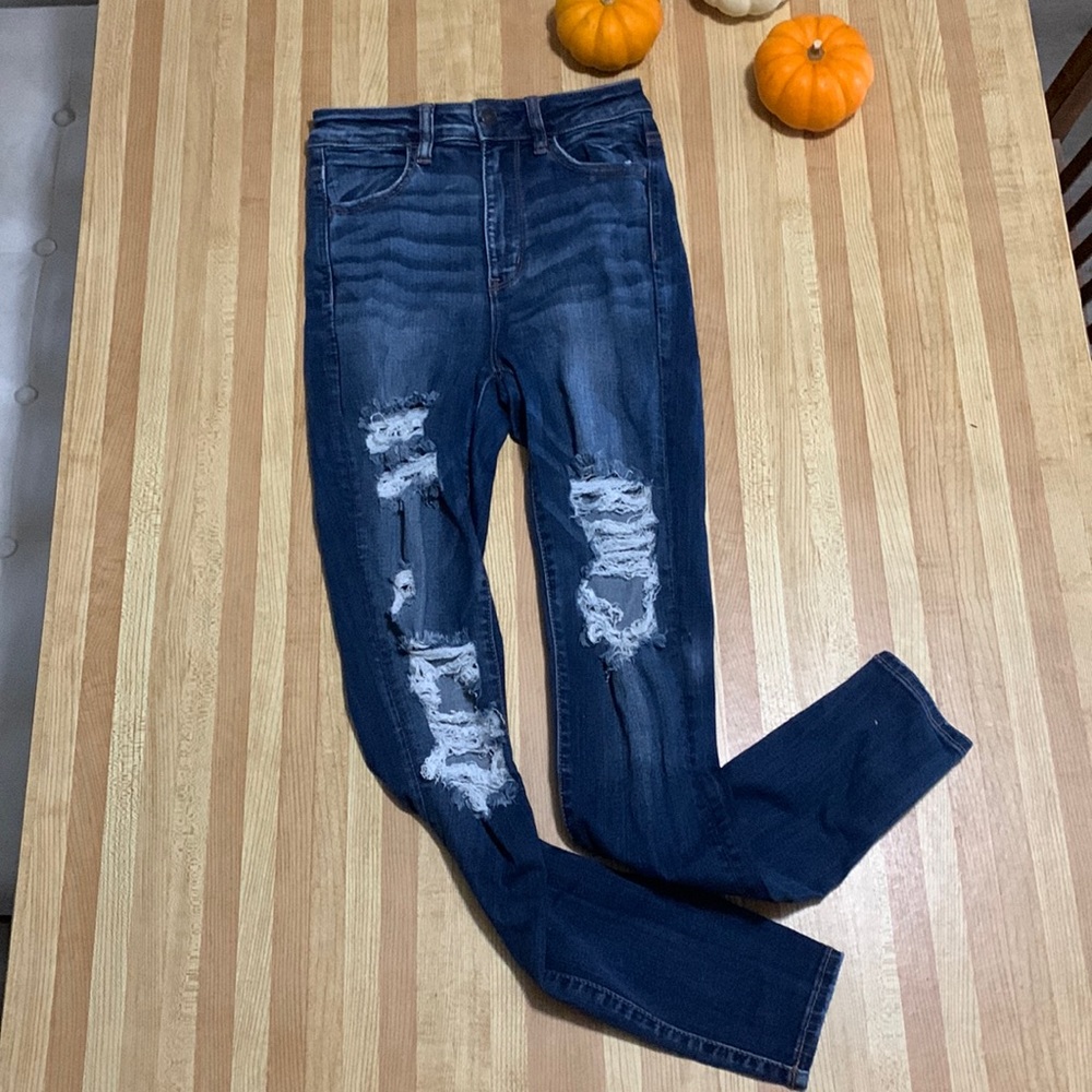 American Eagle dark ripped jeggings
